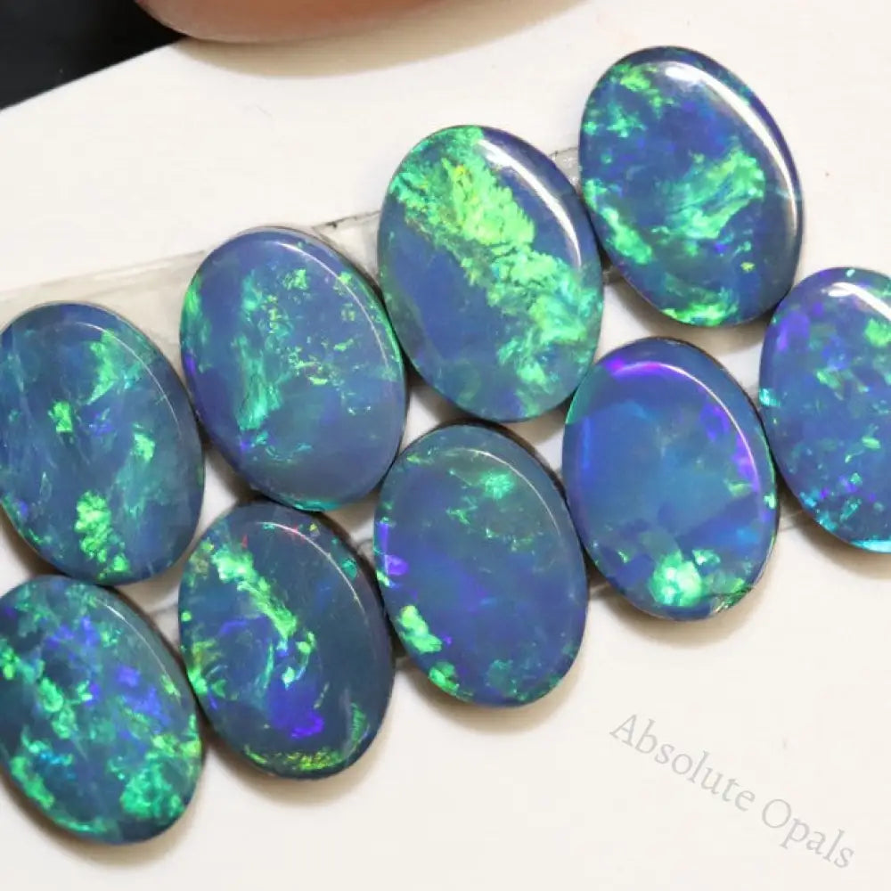 Australian Opal, Doublet Stone, Cabochon, Green Blue