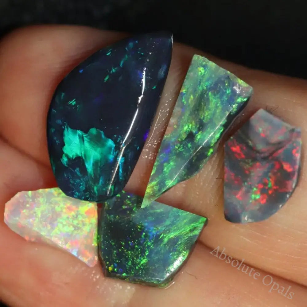 7.75 Cts Australian Solid Black Opal Rough Rubs Lightning Ridge Parcel