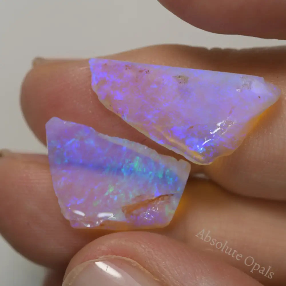 7.95 cts Australian Rough Opal Lightning Ridge Thin For Doublet or Inlay x 2