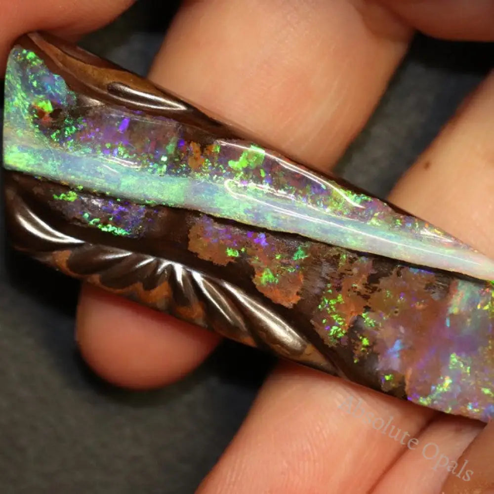 74.45 Cts Green Australian Boulder Opal Cut Loose Stone