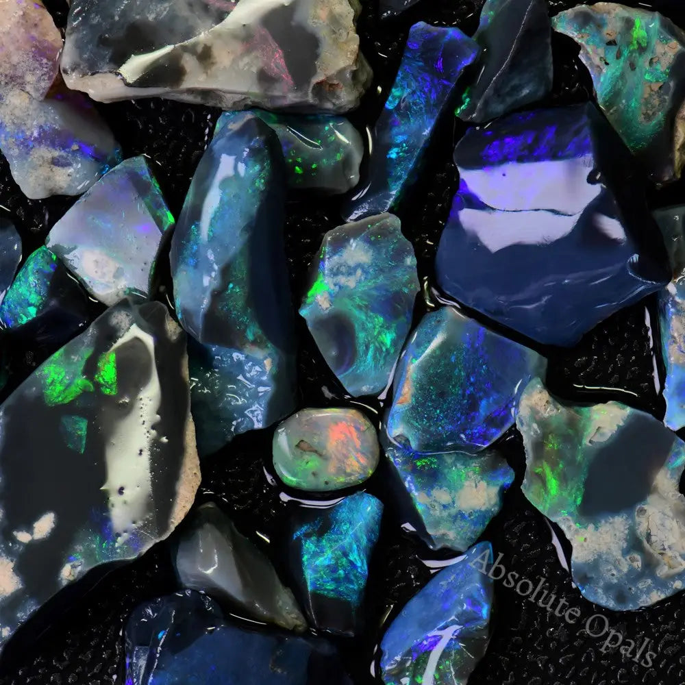 Australian Rough Black Opal Parcel, Lightning Ridge Offcuts