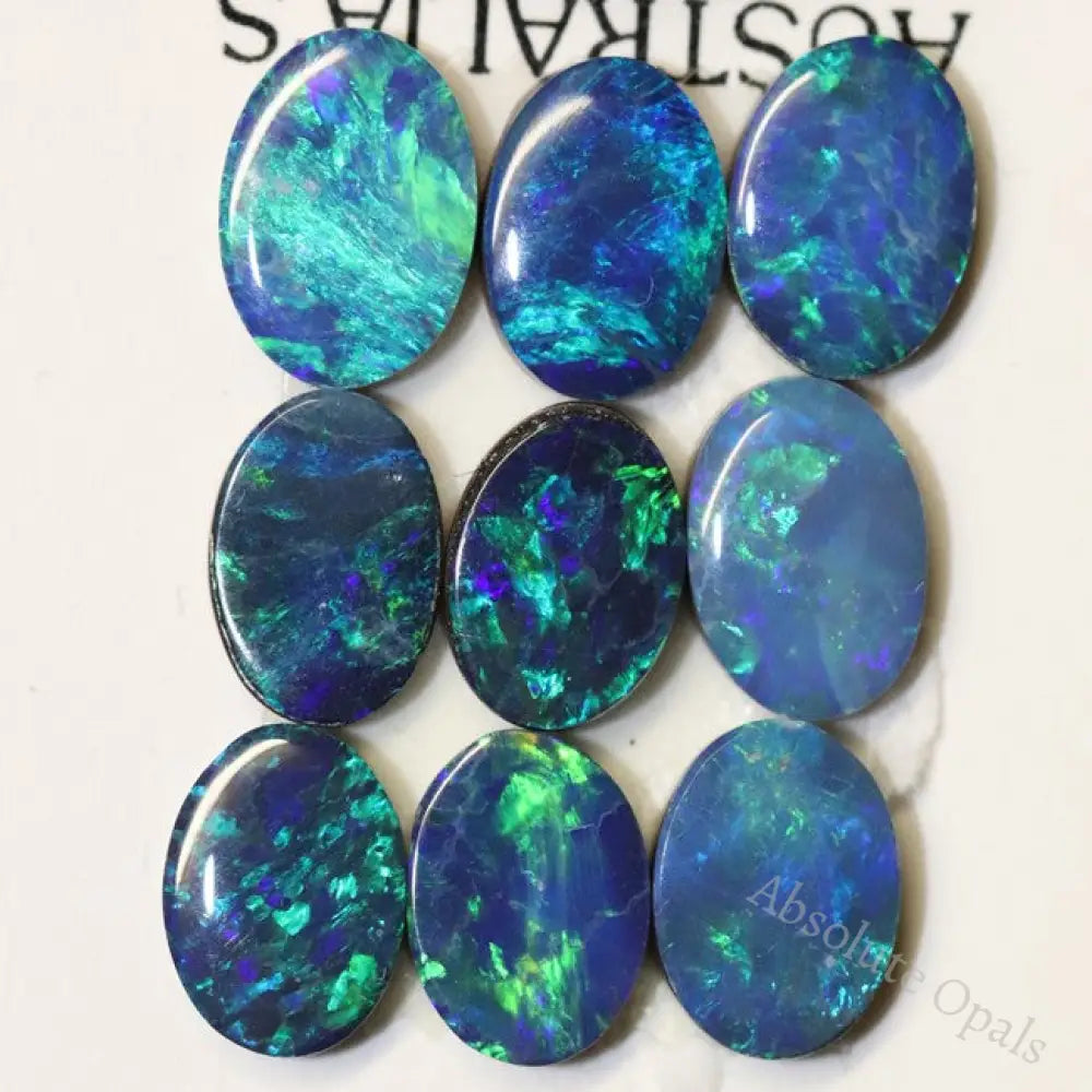 8.0 Cts Australian Opal Doublet Stone Cabochon 9Pcs 7X5