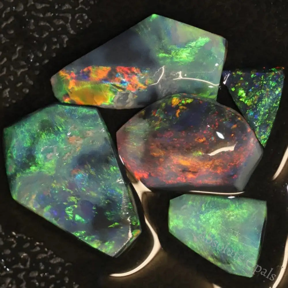 8.05 Cts Australian Solid Black Opal Rough Rubs Lightning Ridge Parcel