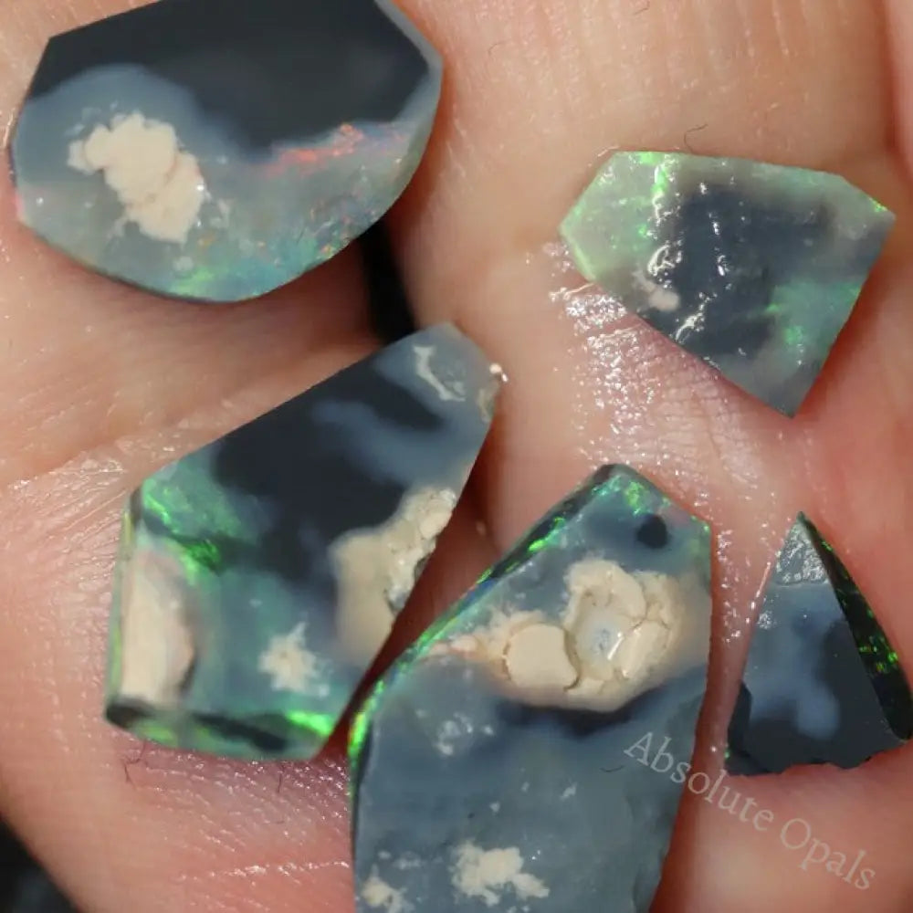 8.05 Cts Australian Solid Black Opal Rough Rubs Lightning Ridge Parcel