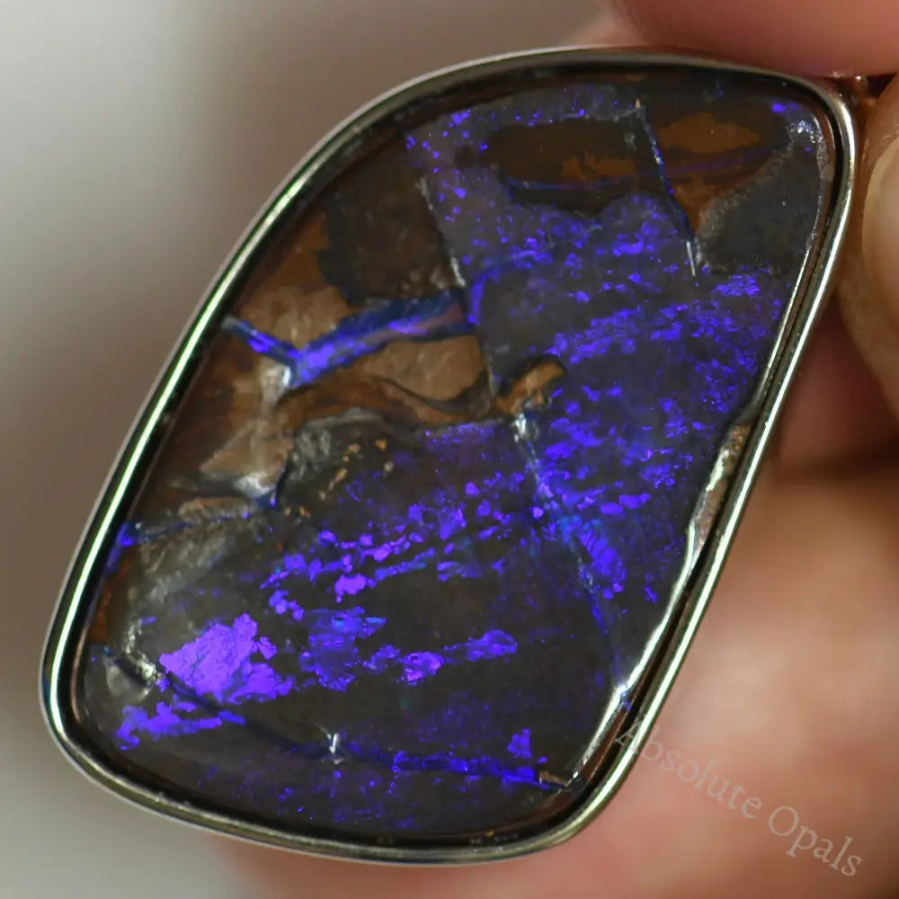 8.88 G Australian Boulder Opal With Silver Pendant: L 41.0 Mm Jewellery