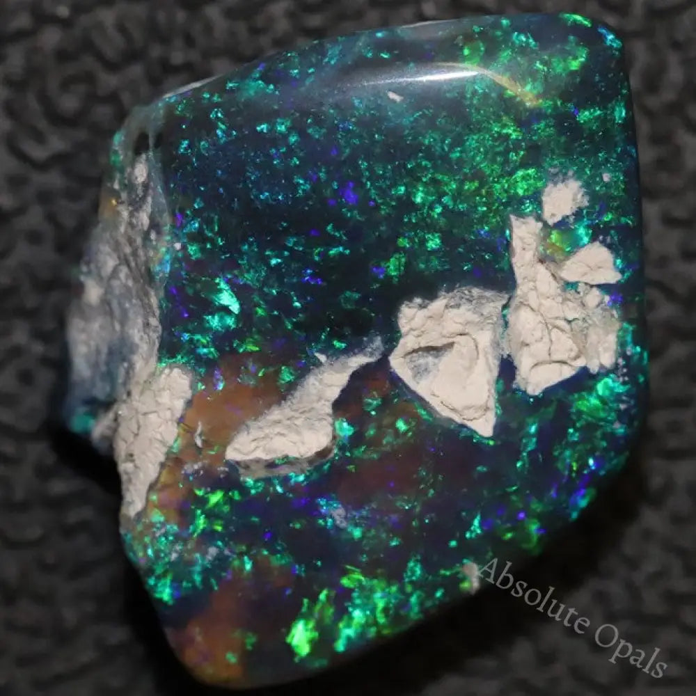 Australian Black Opal Rough, Lightning Ridge Polished Specimen, green.blue