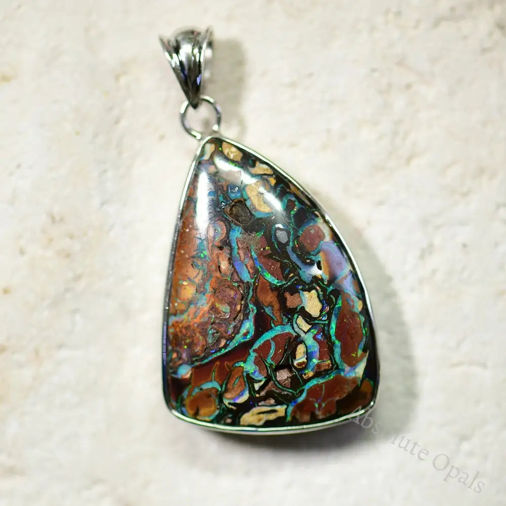 Australian Boulder Opal with Silver Pendant