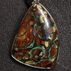 9.29 G Australian Boulder Opal With Silver Pendant: L 38.5 Mm Jewellery