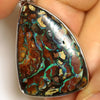 9.29 G Australian Boulder Opal With Silver Pendant: L 38.5 Mm Jewellery