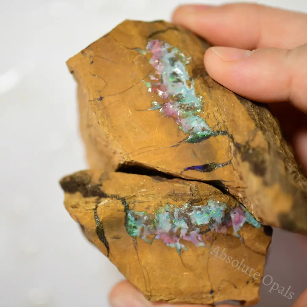 990 Cts Australian Boulder Opal Rough Specimens X 2 Pcs Split