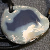 Australian Black Opal Lightning Ridge Drilled Greek Leather Mounted Pendant Necklace 29.43 Cts