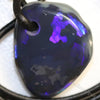 Australian Black Opal Lightning Ridge Drilled Greek Leather Mounted Pendant Necklace 29.43 Cts