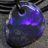 Australian Black Opal Lightning Ridge Drilled Greek Leather Mounted Pendant Necklace 29.43 Cts