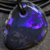 Australian Black Opal Lightning Ridge Drilled Greek Leather Mounted Pendant Necklace 29.43 Cts