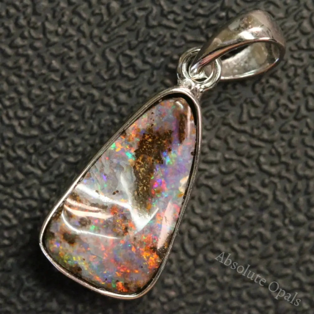 Australian Boulder Opal Pendant Sterling Silver L25.1Mm 12.40Gr Jewellery