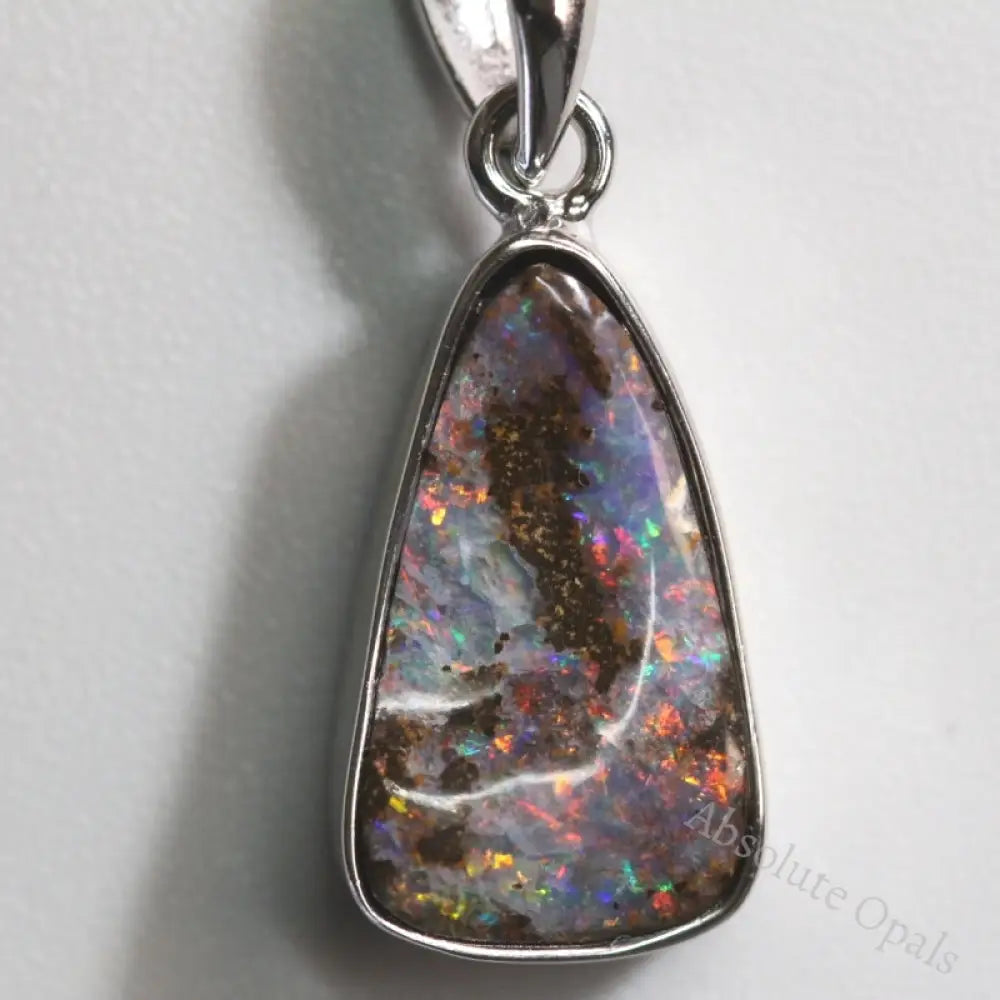 Australian Boulder Opal Pendant Sterling Silver L25.1Mm 12.40Gr Jewellery