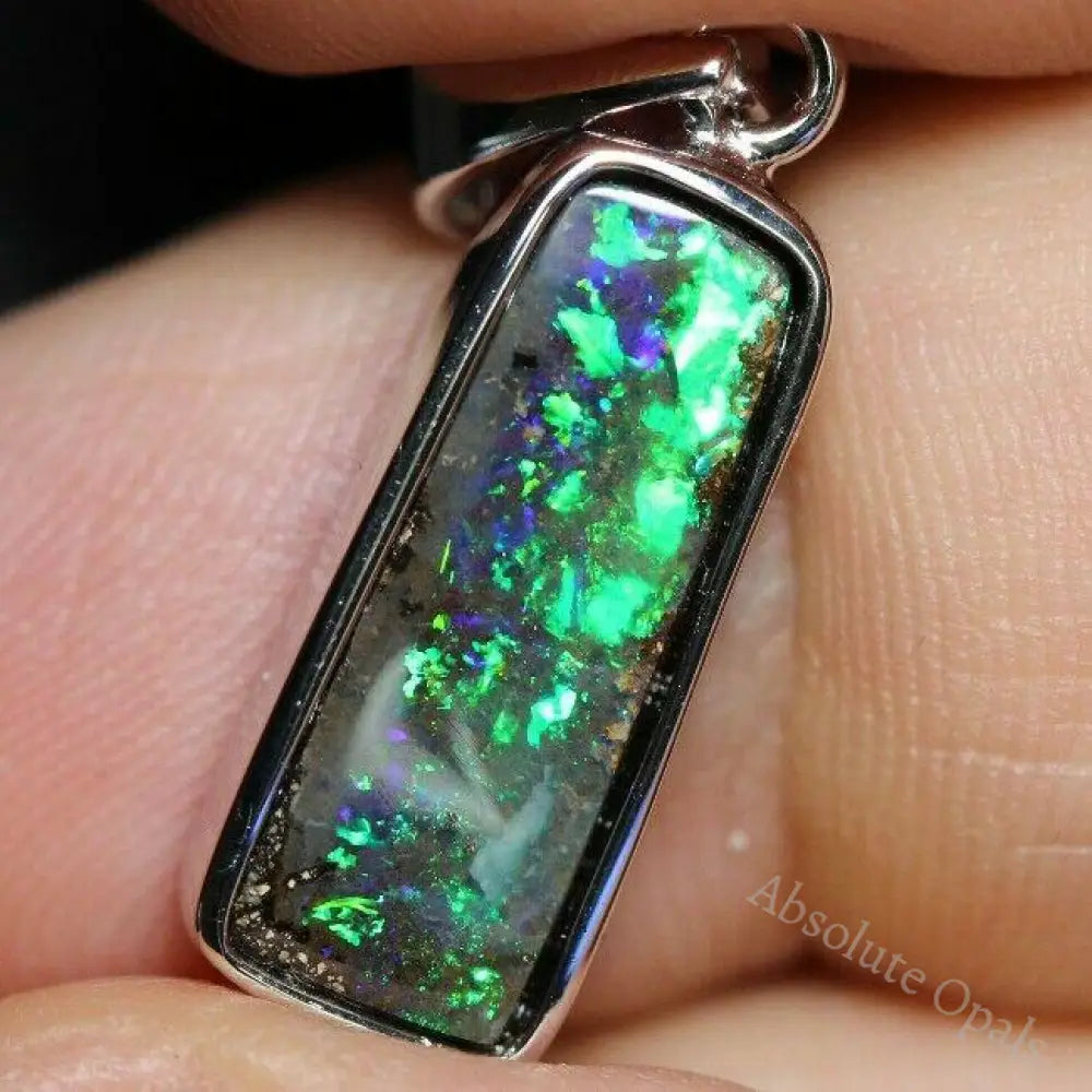 Australian Boulder Opal Pendant Sterling Silver L26.6Mm 2.17Gr Jewellery