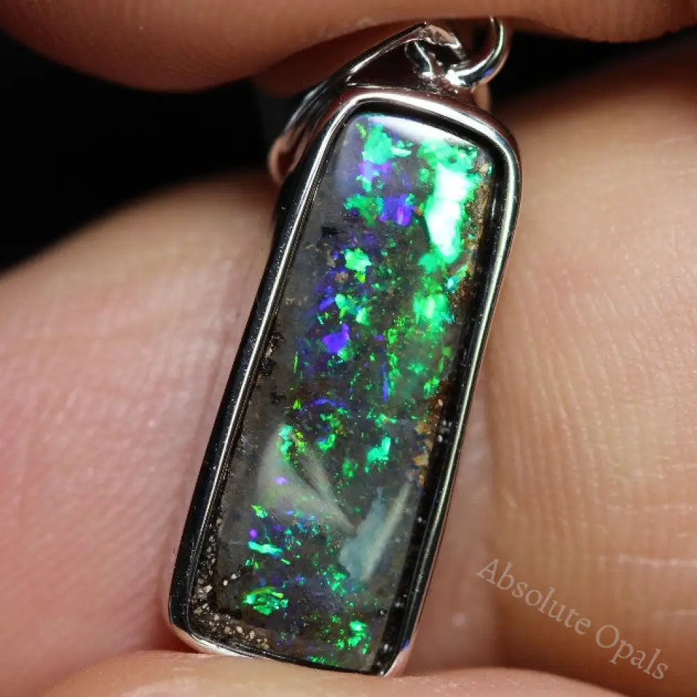 Australian Boulder Opal Pendant Sterling Silver L26.6Mm 2.17Gr Jewellery