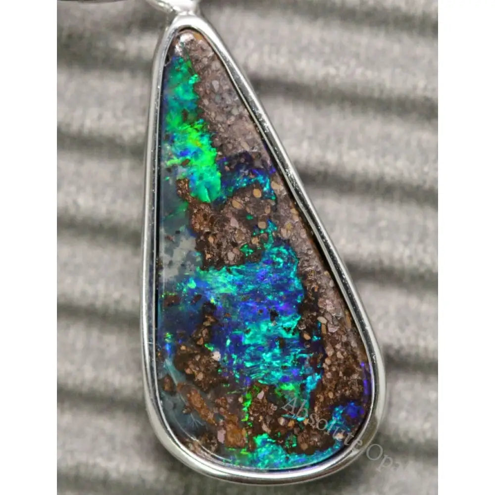 Australian Boulder Opal Pendant Sterling Silver L28.8Mm 2.09Gr Jewellery