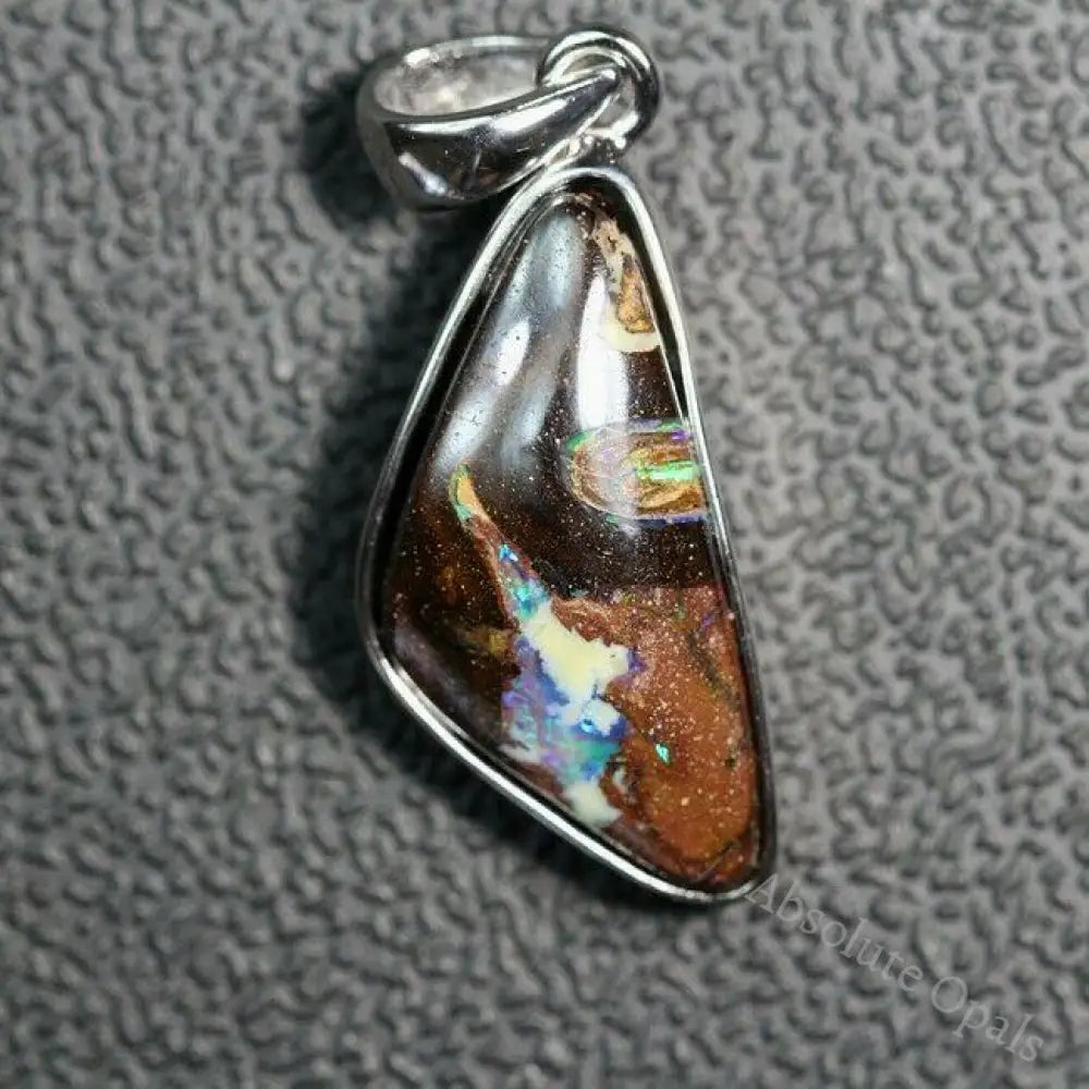 Australian Boulder Opal Pendant Sterling Silver L29.2 Mm 2.5 G Jewellery