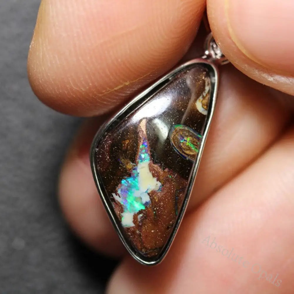 Australian Boulder Opal Pendant Sterling Silver L29.2 Mm 2.5 G Jewellery