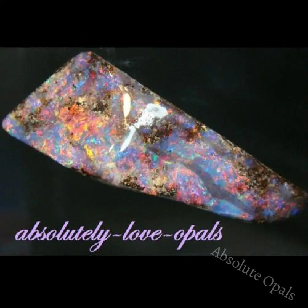 Australian Boulder Opal – Red Multi Color Fire Solid Cut 24.1Ct 38.7Mm Boulder Opal