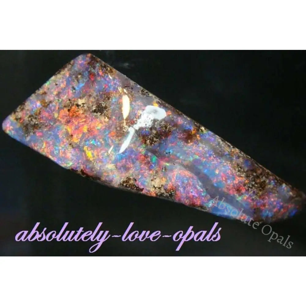 Australian Boulder Opal – Red Multi Color Fire Solid Cut 24.1Ct 38.7Mm Boulder Opal