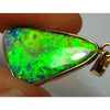 Australian Gem Multicolor Doublet Opal 14K Gold Pendant 1.55G 27Mm Jewellery