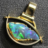 Australian Lightning Ridge Black Opal Carving Pendant Gold L27.1Mm 10.36Gr Jewellery