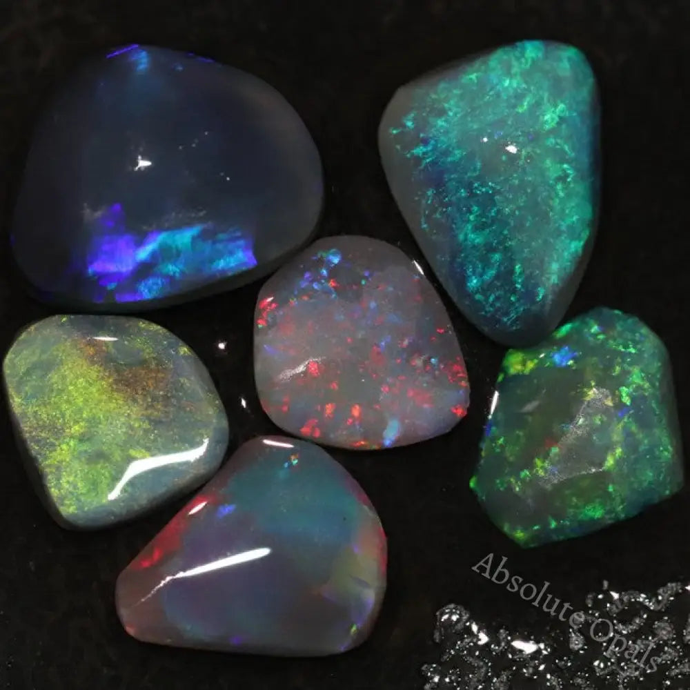 Australian Lightning Ridge Black Opal Solid Rubs Rough Parcel 6Pcs 10.1Cts