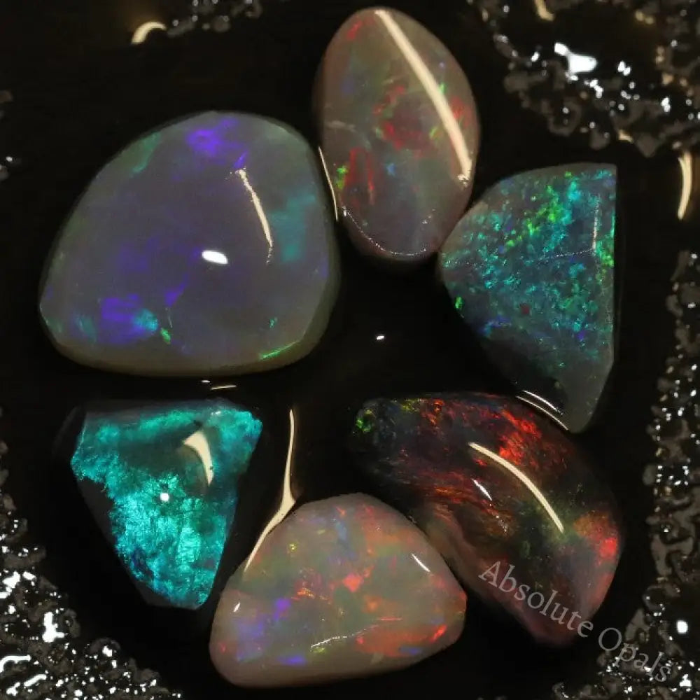 Australian Lightning Ridge Black Opal Solid Rubs Rough Parcel 6Pcs 9.2Cts