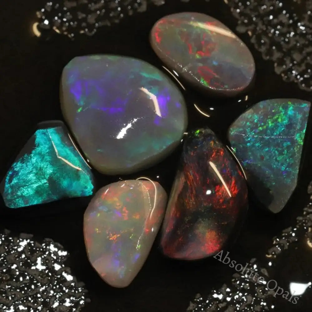 Australian Lightning Ridge Black Opal Solid Rubs Rough Parcel 6Pcs 9.2Cts