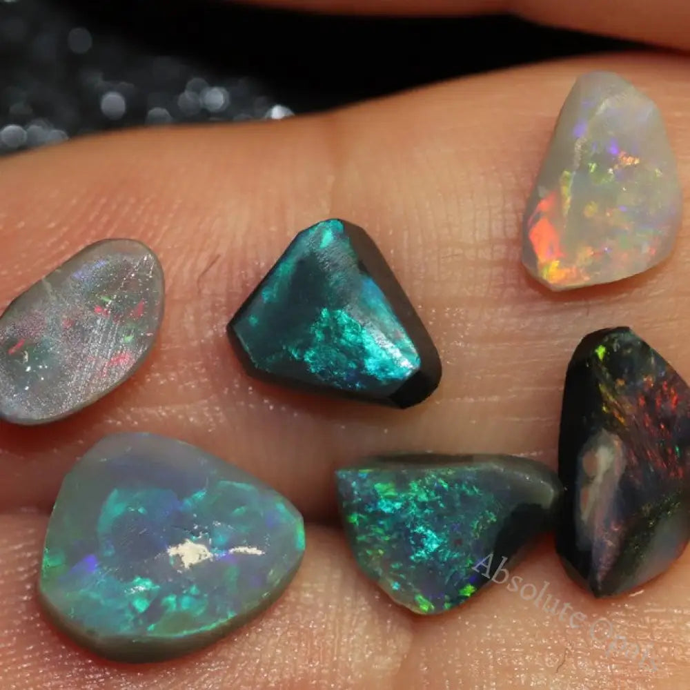 Australian Lightning Ridge Black Opal Solid Rubs Rough Parcel 6Pcs 9.2Cts