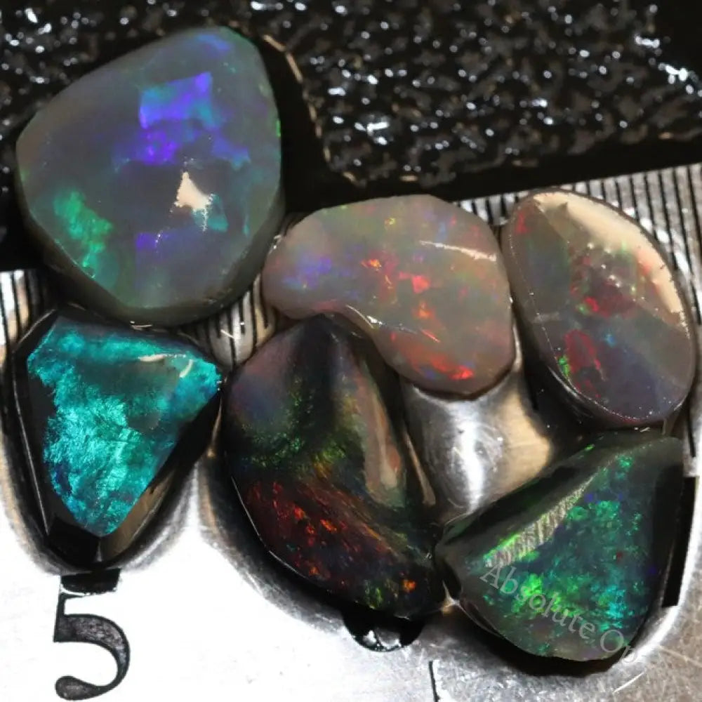 Australian Lightning Ridge Black Opal Solid Rubs Rough Parcel 6Pcs 9.2Cts