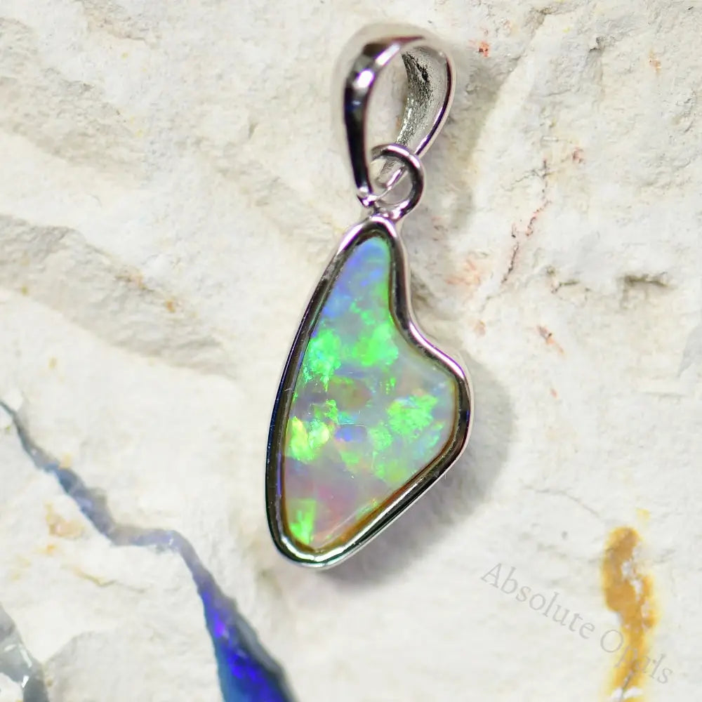 Australian Lightning Ridge Crystal Opal Carving Pendant Silver