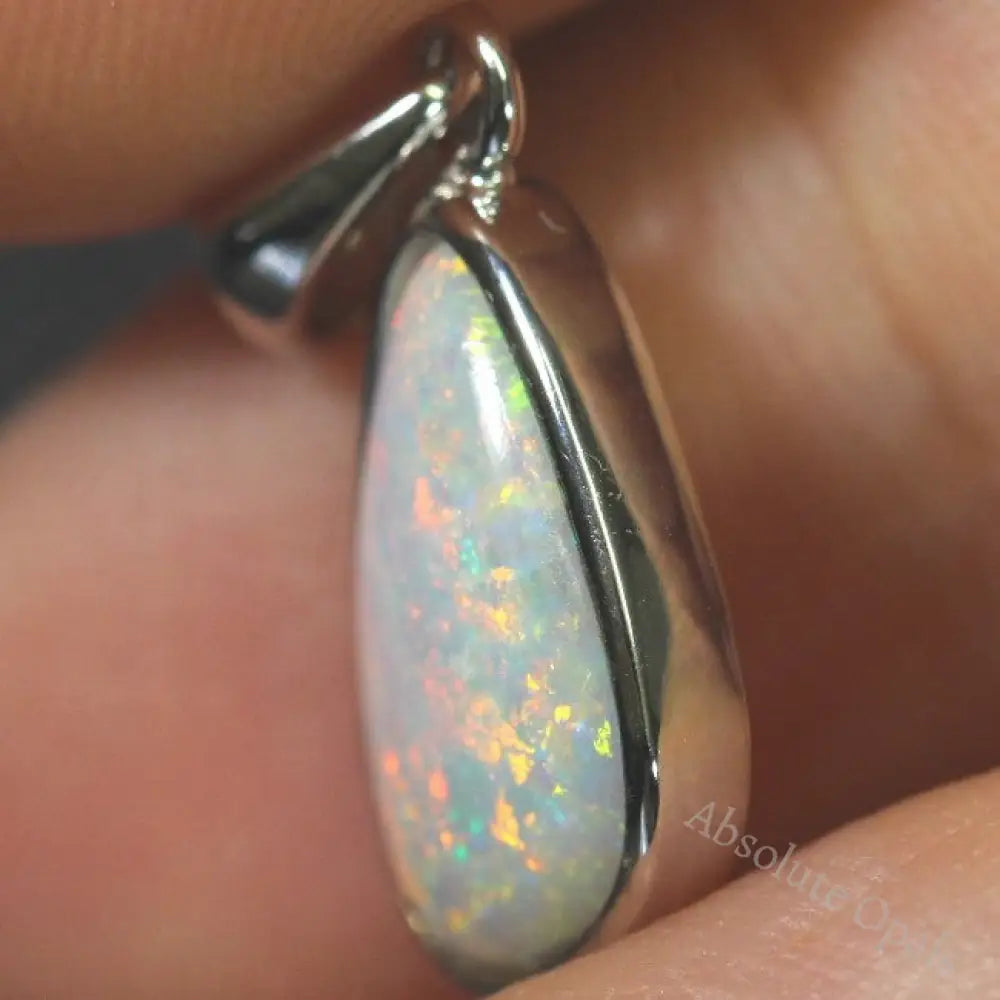 Australian Lightning Ridge Solid Black Opal Pendant Silver L21.8 Mm 1.44G Jewellery