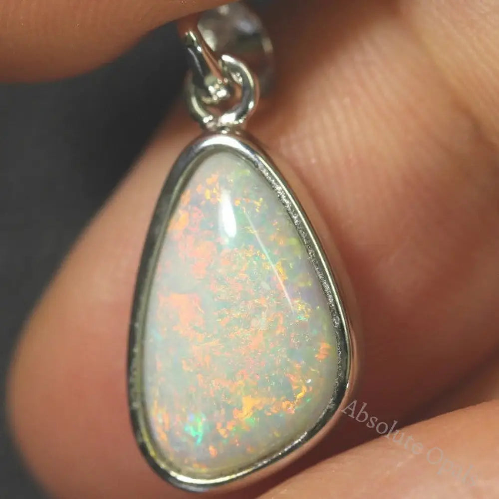 Australian Lightning Ridge Solid Black Opal Pendant Silver L21.8 Mm 1.44G Jewellery