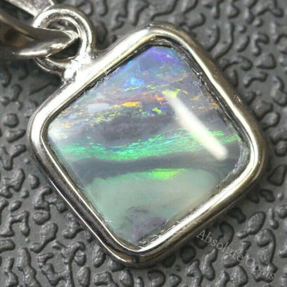 Australian Lightning Ridge Solid Opal Pendant Silver L18.3Mm 0.76G Jewellery