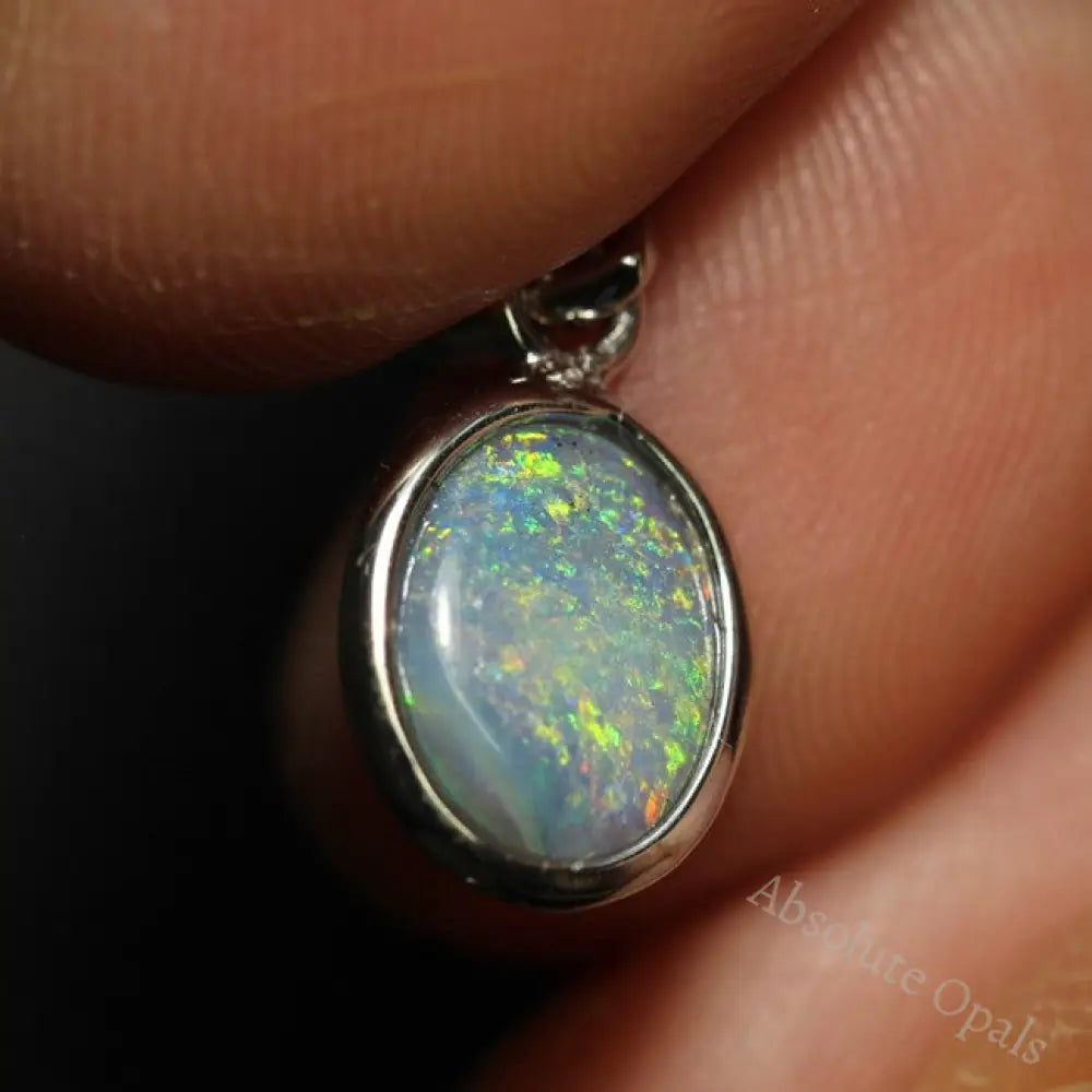 Australian Lightning Ridge Solid Opal Pendant Silver L20.1 Mm 0.78G Jewellery