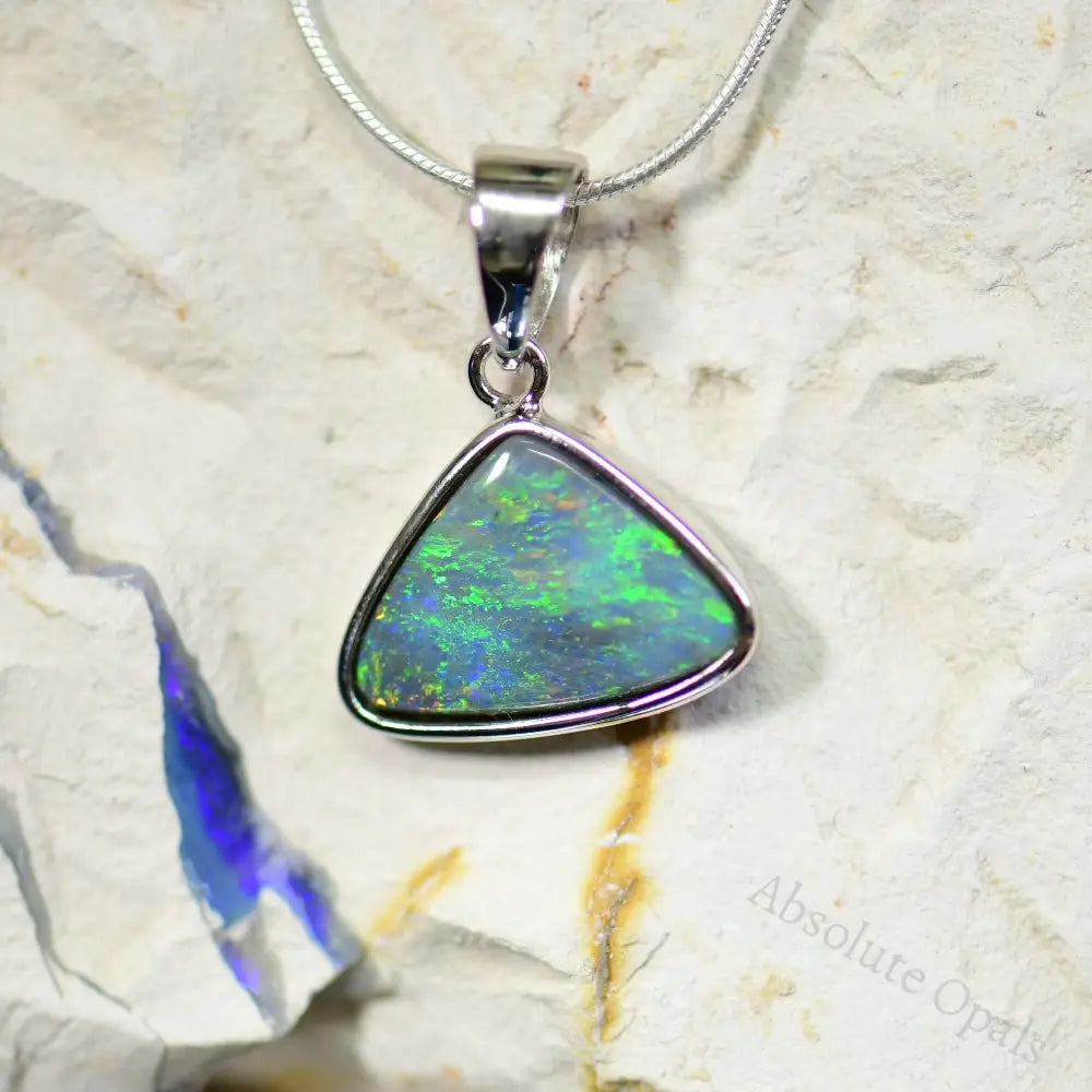 Australian Lightning Ridge Solid Opal Pendant Silver L21.2 Mm 1.69G Jewellery