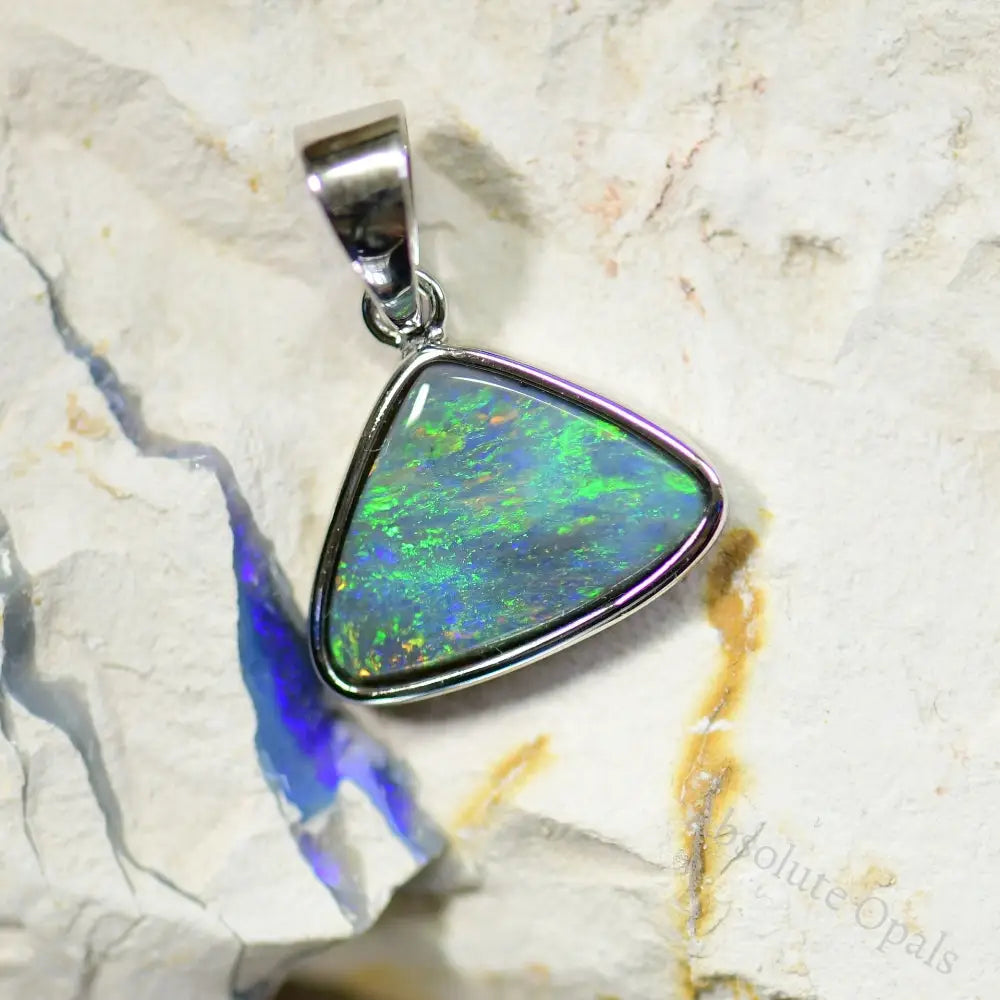 Australian Lightning Ridge Solid Opal Pendant Silver