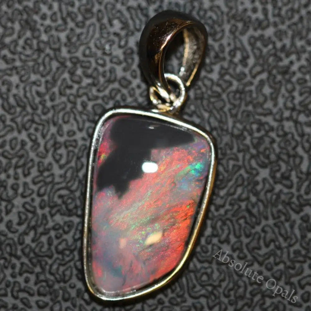 Australian Lightning Ridge Solid Opal Pendant Silver L24 Mm 1.42G Jewellery