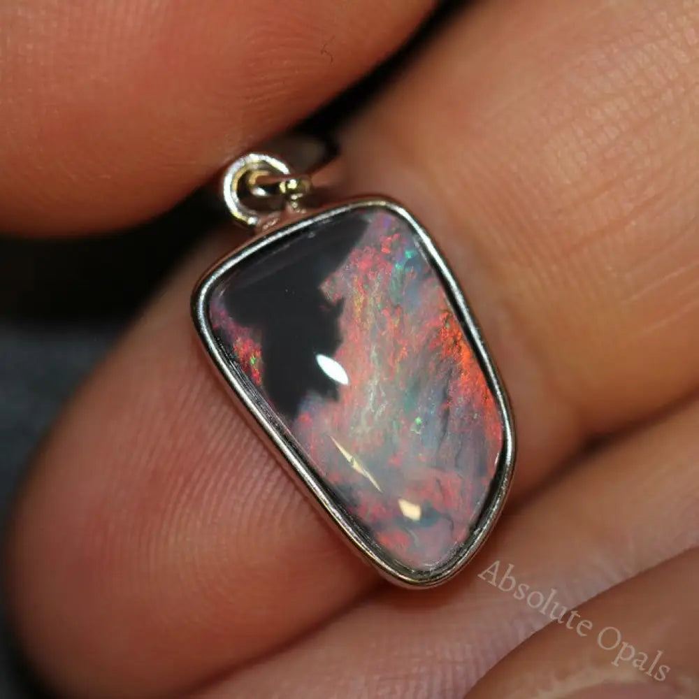 Australian Lightning Ridge Solid Opal Pendant Silver L24 Mm 1.42G Jewellery