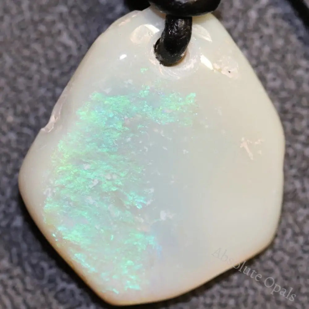 Australian Opal Boulder Drilled Greek Leather Mounted Pendant Necklace 15.85 Cts Jewellery