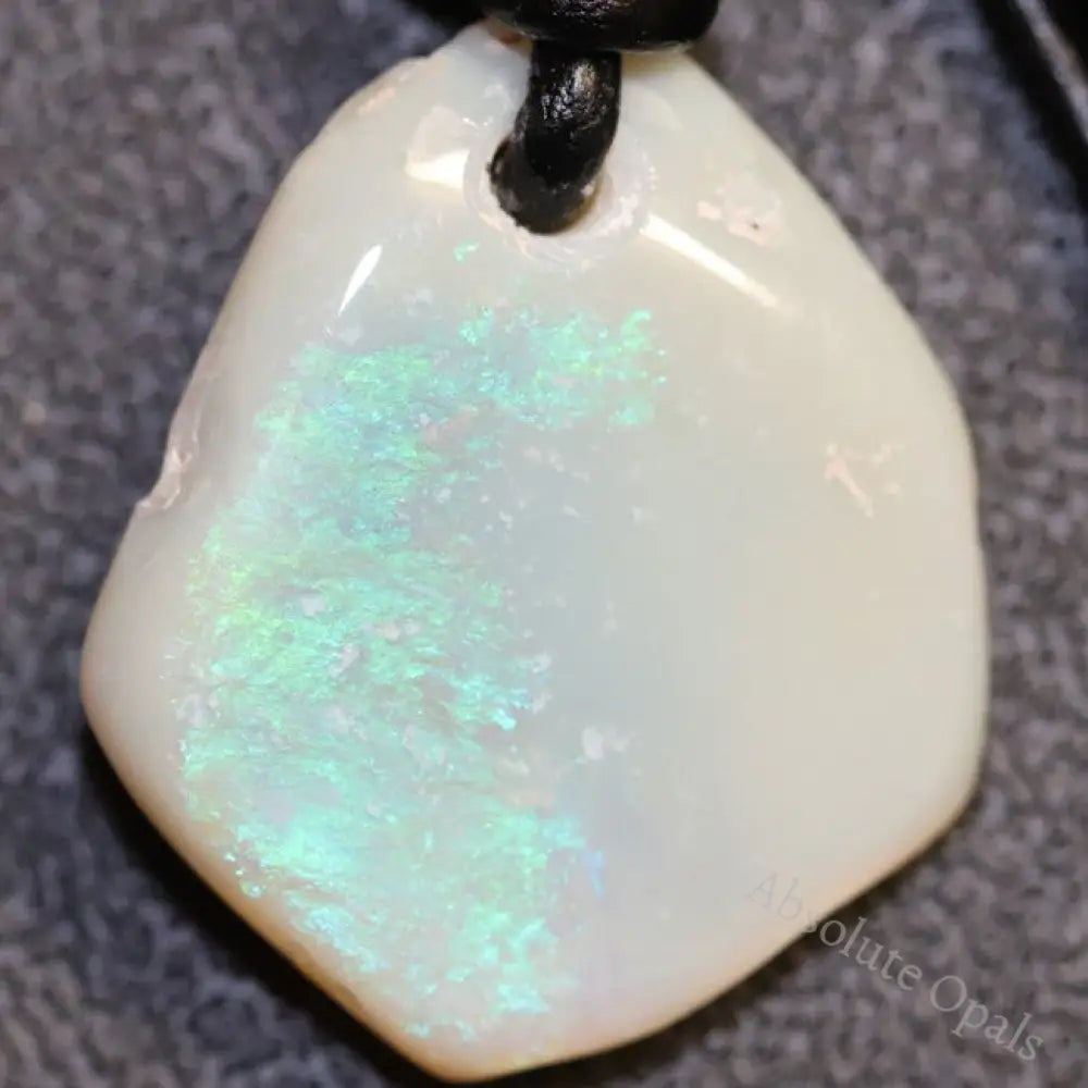 Australian Opal Boulder Drilled Greek Leather Mounted Pendant Necklace 15.85 Cts Jewellery