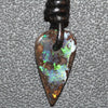 Australian Opal Boulder Drilled Greek Leather Pendant Necklace 13.94 Cts Jewellery