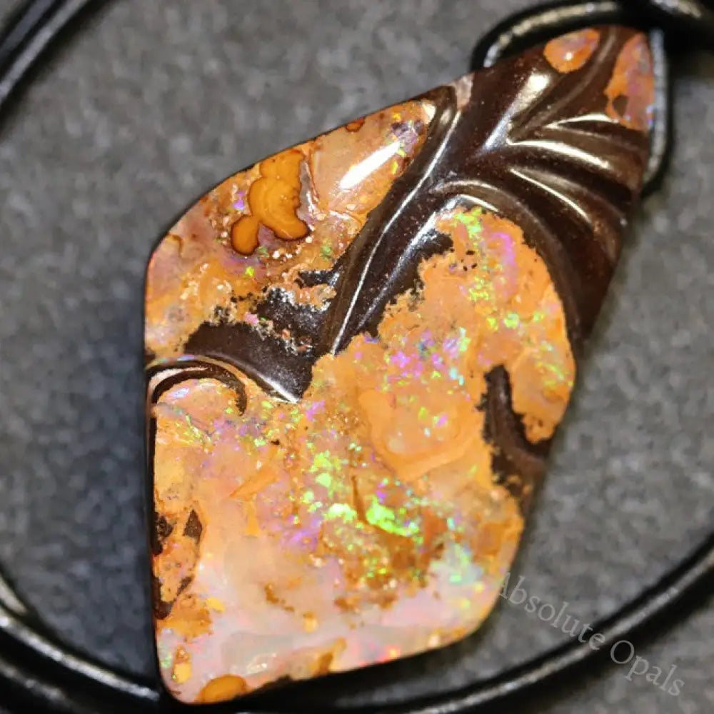 Australian Opal Boulder Drilled Greek Leather Pendant Necklace 76.50 Cts Jewellery