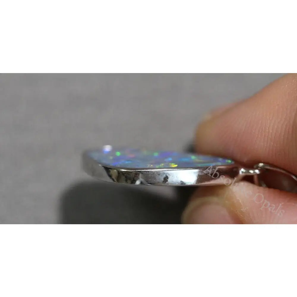 Australian Opal Jewellery Doublet 925 Silver Pendant 1.93G 27.5 Mm Jewellery