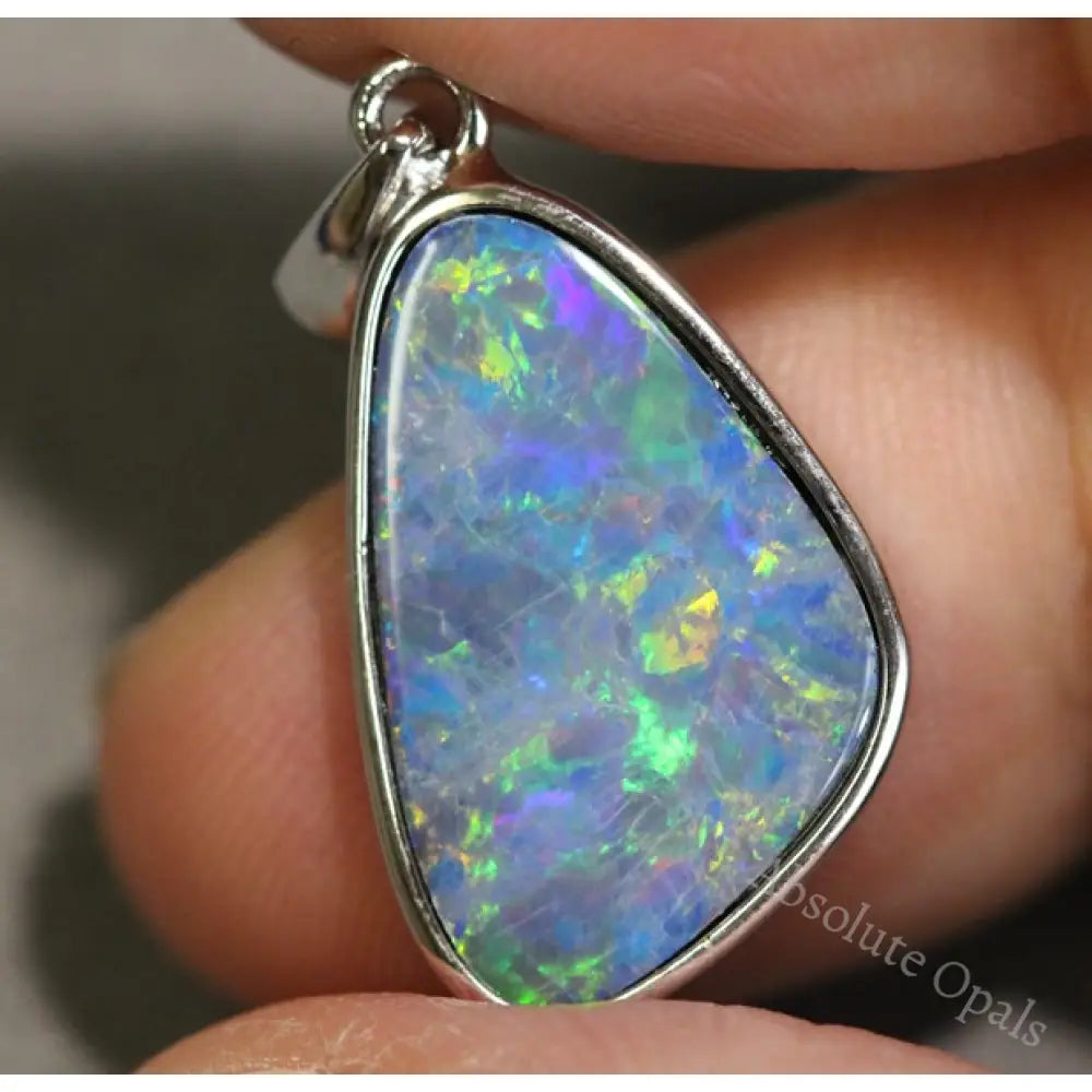 Australian Opal Jewellery Doublet 925 Silver Pendant 1.93G 27.5 Mm Jewellery