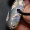 Australian Opal Lightning Ridge Drilled Greek Leather Mounted Pendant Necklace 27.40 Cts Jewellery